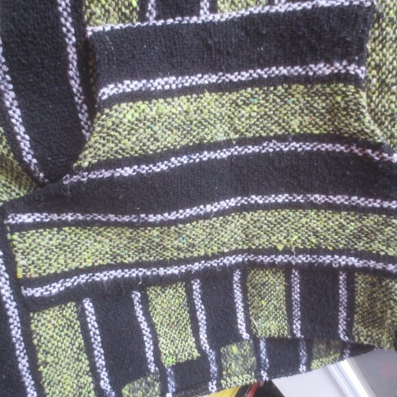 Hippie Baja Surfer Mexican Unisex Pullover Poncho Hoodie - Size L/XL - Picture 4 of 10